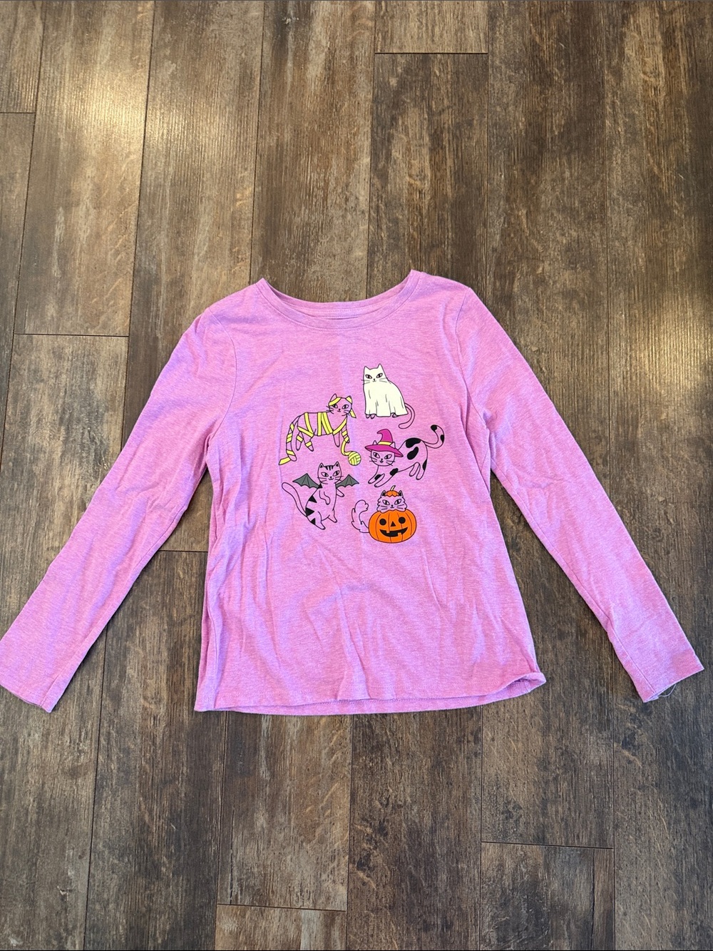 Cat & Jack Pink Long-Sleeve Halloween Cat Graphic Tee